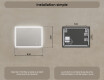 Miroir rectangulaire lumineux LED pour salle de bain 80x60cm avec Dual color, Interrupteur tactile #7
