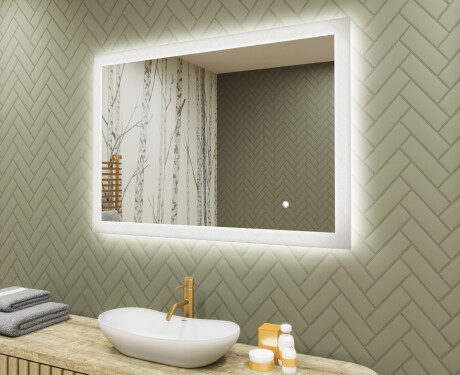 Éclairage rectangulaire pour miroir de salle de bain 100x70cm avec Dual color, Interrupteur tactile