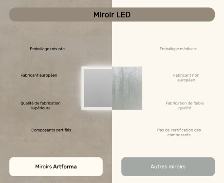 Éclairage rectangulaire pour miroir de salle de bain 100x70cm avec Dual color, Interrupteur tactile #6