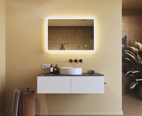 Éclairage rectangulaire pour miroir de salle de bain 100x70cm avec Dual color, Interrupteur tactile #8