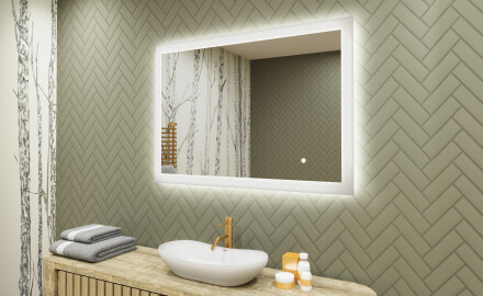 Éclairage rectangulaire pour miroir de salle de bain 100x70cm avec Dual color, Interrupteur tactile