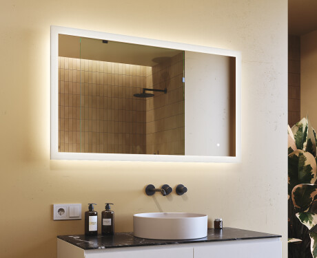 Miroir rectangulaire pour salle de bain avec lumière LED 120x70cm avec Dual color, Interrupteur tactile