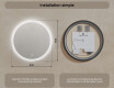 Miroir rond lumineux LED pour salle de bain 80cm avec Dual color, Interrupteur tactile, Tapis chauffant #8