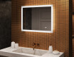 Miroir rectangulaire lumineux LED pour salle de bain 80x60cm avec Dual color, Interrupteur tactile, Tapis chauffant