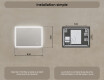 Miroir rectangulaire lumineux LED pour salle de bain 80x60cm avec Dual color, Interrupteur tactile, Tapis chauffant #8