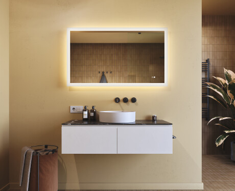 Miroir rectangulaire pour salle de bain avec lumière LED 120x70cm avec Dual color, Interrupteur tactile, Tapis chauffant #9