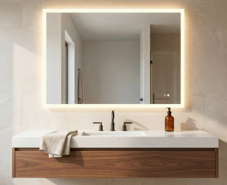 Miroir rectangulaire pour salle de bain avec lumière LED 120x70cm avec Dual color, Interrupteur tactile, Tapis chauffant #9