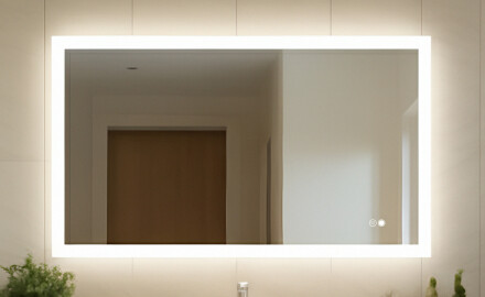 Miroir rectangulaire pour salle de bain avec lumière LED 120x70cm avec Dual color, Interrupteur tactile, Tapis chauffant