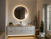 Miroir rond avec éclairage 60 cm, double couleur, interrupteur tactile, coussin chauffant