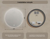 Miroir rond avec éclairage 60 cm, double couleur, interrupteur tactile, coussin chauffant #7