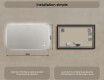 Miroir rectangulaire de salle de bain avec éclairage LED 80x60/60x80 cm, double couleur, interrupteur tactile, coussin chauffant #7