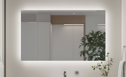 Miroir rectangulaire de salle de bain avec éclairage LED 80x60/60x80 cm, double couleur, interrupteur tactile, coussin chauffant