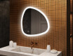 Miroir irrégulier avec éclairage, 84×84 cm, bicolore, interrupteur tactile, tapis chauffant