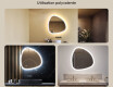 Miroir irrégulier avec éclairage, 84×84 cm, bicolore, interrupteur tactile, tapis chauffant #2