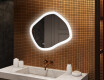 Miroir de salle de bains avec éclairage, 84×74 cm, bicolore, interrupteur tactile, tapis chauffant
