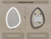 Miroir irrégulier avec éclairage, 64×94 cm, bicolore, interrupteur tactile, tapis chauffant #8