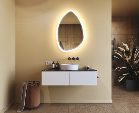 Miroir irrégulier avec éclairage, 64×94 cm, bicolore, interrupteur tactile, tapis chauffant #9