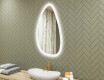 Miroir irrégulier avec éclairage, 64×104 cm, bicolore, interrupteur tactile, tapis chauffant