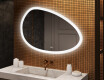 Miroir irrégulier avec éclairage, 114×84 cm, bicolore, interrupteur tactile, tapis chauffant