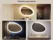 Miroir irrégulier avec éclairage, 114×84 cm, bicolore, interrupteur tactile, tapis chauffant #2
