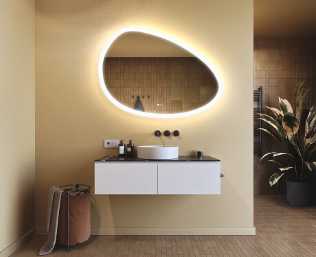 Miroir irrégulier avec éclairage, 114×84 cm, bicolore, interrupteur tactile, tapis chauffant #9