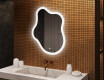 Miroir irrégulier avec éclairage, 74×94 cm, bicolore, interrupteur tactile, tapis chauffant