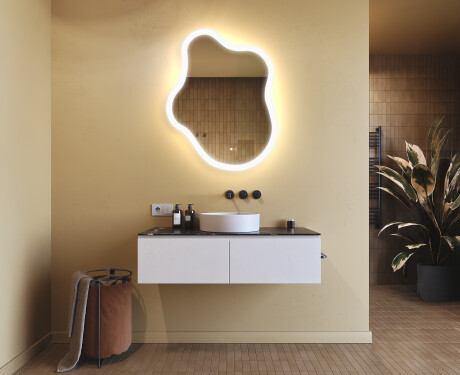 Miroir irrégulier avec éclairage, 74×94 cm, bicolore, interrupteur tactile, tapis chauffant #9