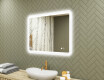 Miroir de salle de bains arrondi avec éclairage LED, 80×60 cm, bicolore, interrupteur tactile, tapis chauffant
