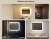 Miroir de salle de bains arrondi avec éclairage LED, 80×60 cm, bicolore, interrupteur tactile, tapis chauffant #2