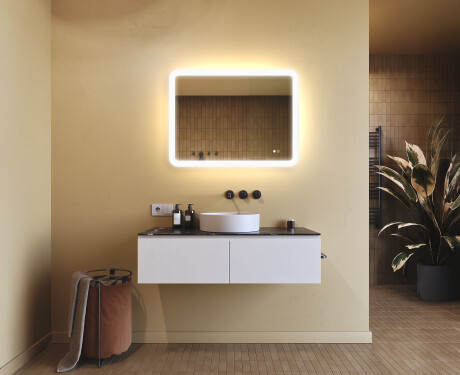 Miroir de salle de bains arrondi avec éclairage LED, 80×60 cm, bicolore, interrupteur tactile, tapis chauffant #9