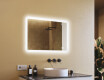 Miroir de salle de bains arrondi avec éclairage LED, 100×70 cm, bicolore, interrupteur tactile, tapis chauffant