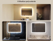 Miroir de salle de bains arrondi avec éclairage LED, 100×70 cm, bicolore, interrupteur tactile, tapis chauffant #2