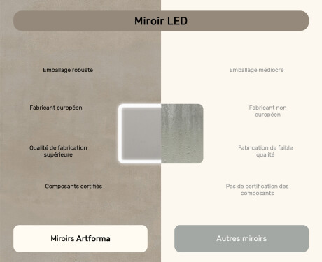 Miroir de salle de bains arrondi avec éclairage LED, 100×70 cm, bicolore, interrupteur tactile, tapis chauffant #7