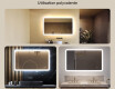 Miroir de salle de bains arrondi avec éclairage LED, 120×70 cm, bicolore, interrupteur tactile, tapis chauffant #2