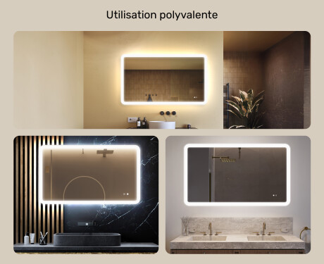Miroir de salle de bains arrondi avec éclairage LED, 120×70 cm, bicolore, interrupteur tactile, tapis chauffant #2