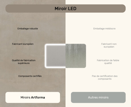 Miroir de salle de bains arrondi avec éclairage LED, 120×70 cm, bicolore, interrupteur tactile, tapis chauffant #7