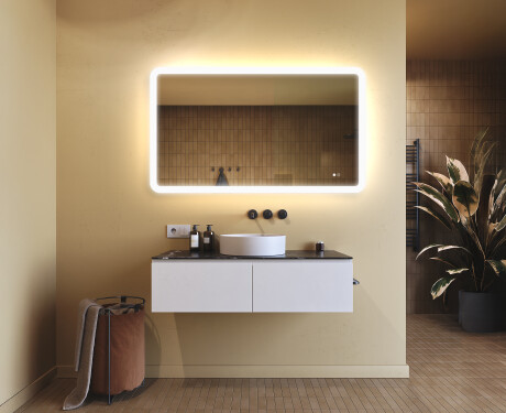 Miroir de salle de bains arrondi avec éclairage LED, 120×70 cm, bicolore, interrupteur tactile, tapis chauffant #9