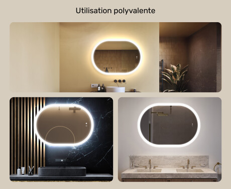 Miroir de salle de bains éclairé, 100×70 cm, bicolore, interrupteur tactile, tapis chauffant #2