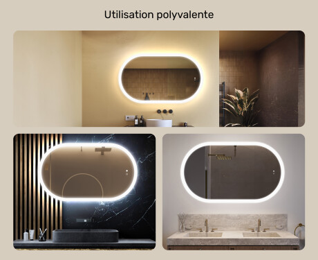 Miroir de salle de bains éclairé, 120×70 cm, bicolore, interrupteur tactile, tapis chauffant #2