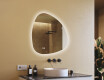 Miroir irrégulier avec éclairage, 84×84 cm, bicolore, interrupteur tactile, tapis chauffant