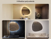Miroir irrégulier avec éclairage, 84×84 cm, bicolore, interrupteur tactile, tapis chauffant #2