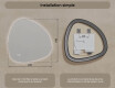 Miroir irrégulier avec éclairage, 84×84 cm, bicolore, interrupteur tactile, tapis chauffant #8