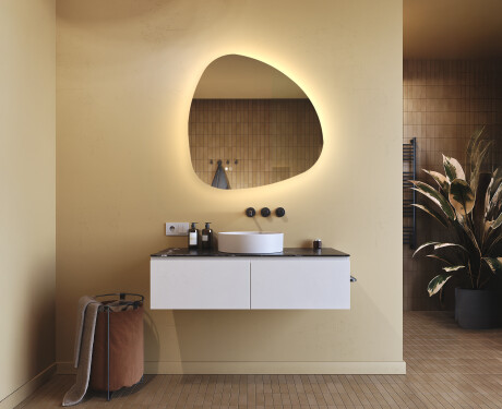 Miroir irrégulier avec éclairage, 84×84 cm, bicolore, interrupteur tactile, tapis chauffant #9