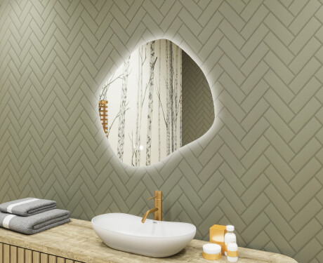 Miroir de salle de bains avec éclairage, 84×74 cm, bicolore, interrupteur tactile, tapis chauffant