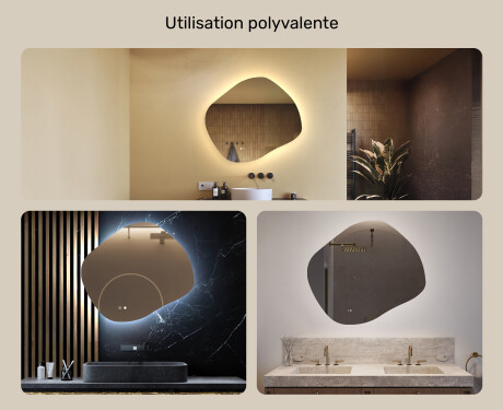 Miroir de salle de bains avec éclairage, 84×74 cm, bicolore, interrupteur tactile, tapis chauffant #2