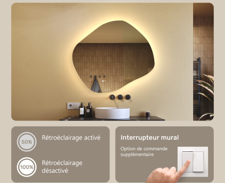 Miroir de salle de bains avec éclairage, 84×74 cm, bicolore, interrupteur tactile, tapis chauffant #4