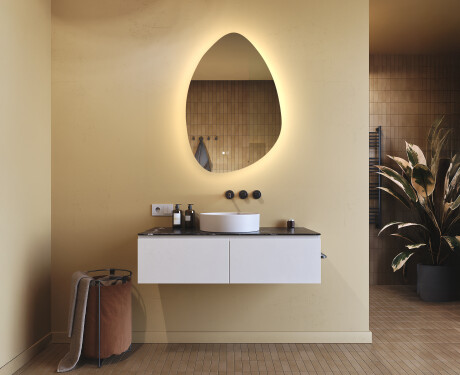 Miroir irrégulier avec éclairage, 64×94 cm, bicolore, interrupteur tactile, tapis chauffant #9