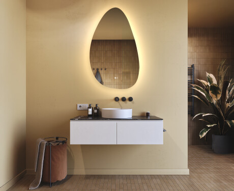 Miroir irrégulier avec éclairage, 64×104 cm, bicolore, interrupteur tactile, tapis chauffant #9