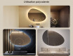 Miroir irrégulier avec éclairage, 114×84 cm, bicolore, interrupteur tactile, tapis chauffant #2