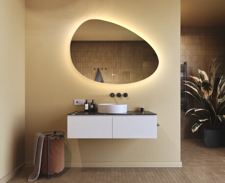 Miroir irrégulier avec éclairage, 114×84 cm, bicolore, interrupteur tactile, tapis chauffant #9